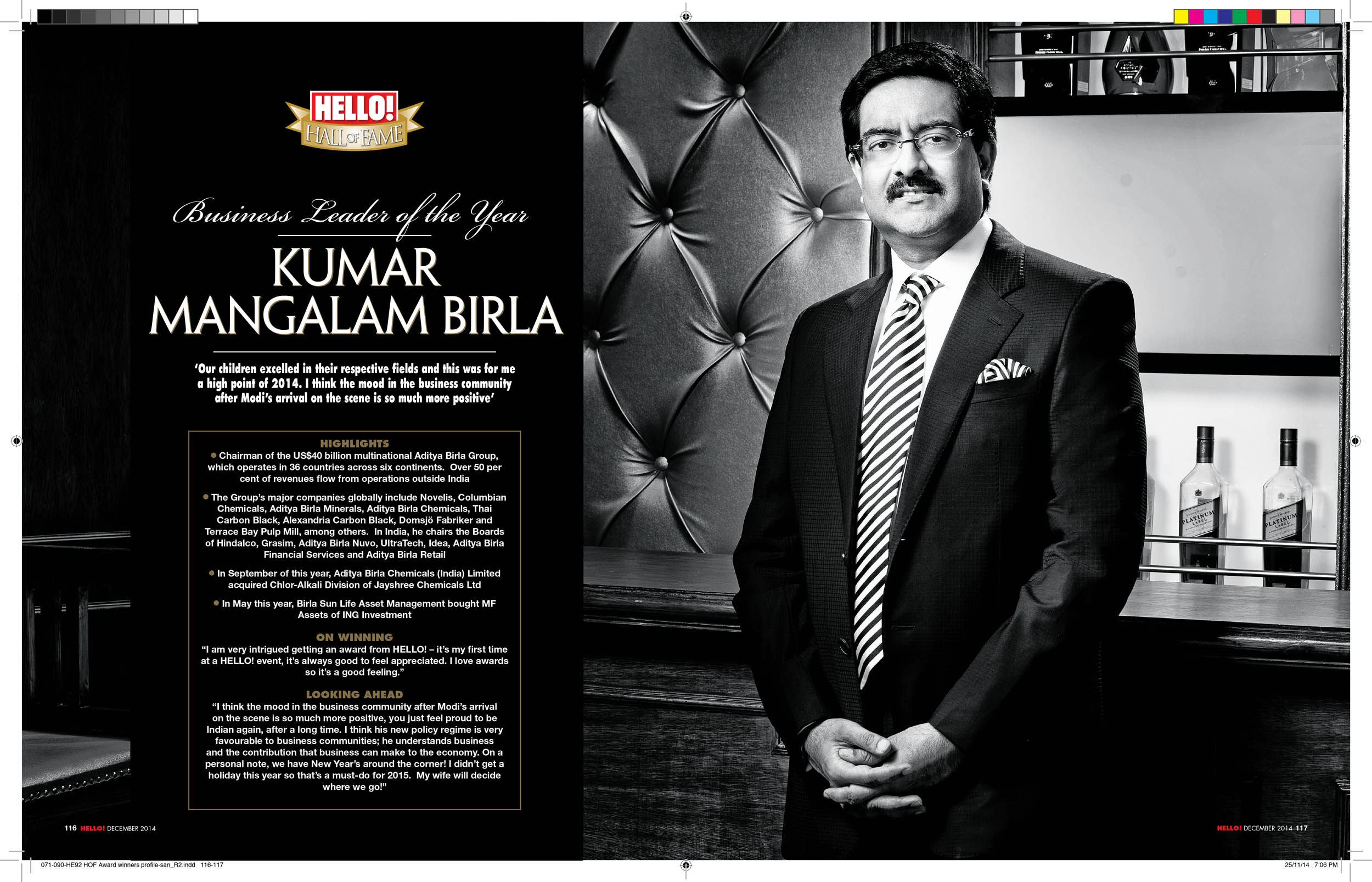 Best Celebritiy Photographer in India Vikram Bawa, Chairman of Aditya Birla Group Kumar Mangalam Birla for Hello!, Shooting with Celebrity, Magazine Shoot, Award, B&W Photography, Best Published Photographer, Best Editorial Photographer, Best Fashion Photographer Vikram Bawa in Mumbai, India
