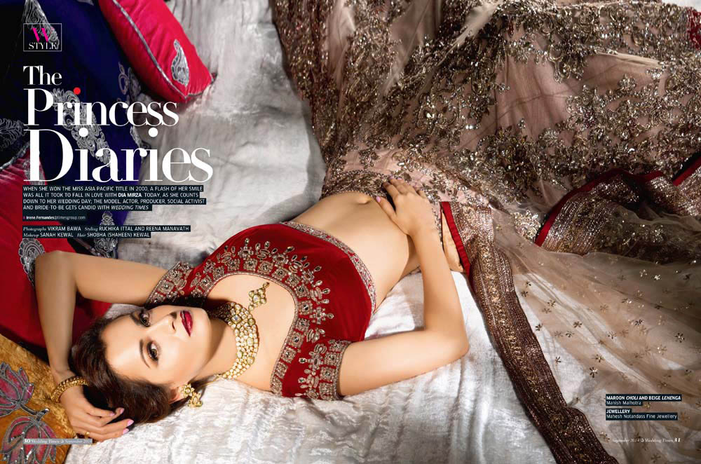 Best Bollywood Photographer in India Vikram Bawa, Actress Dia Mirza for Femina Wedding Times, Magazine Cover, designer, Manish Malhotra, Editorial Photographer,Best Published Photographer,  Magazine shoot, Editorial, Shooting with star, Best Fashion Photographer by Vikram Bawa, Mumbai, India